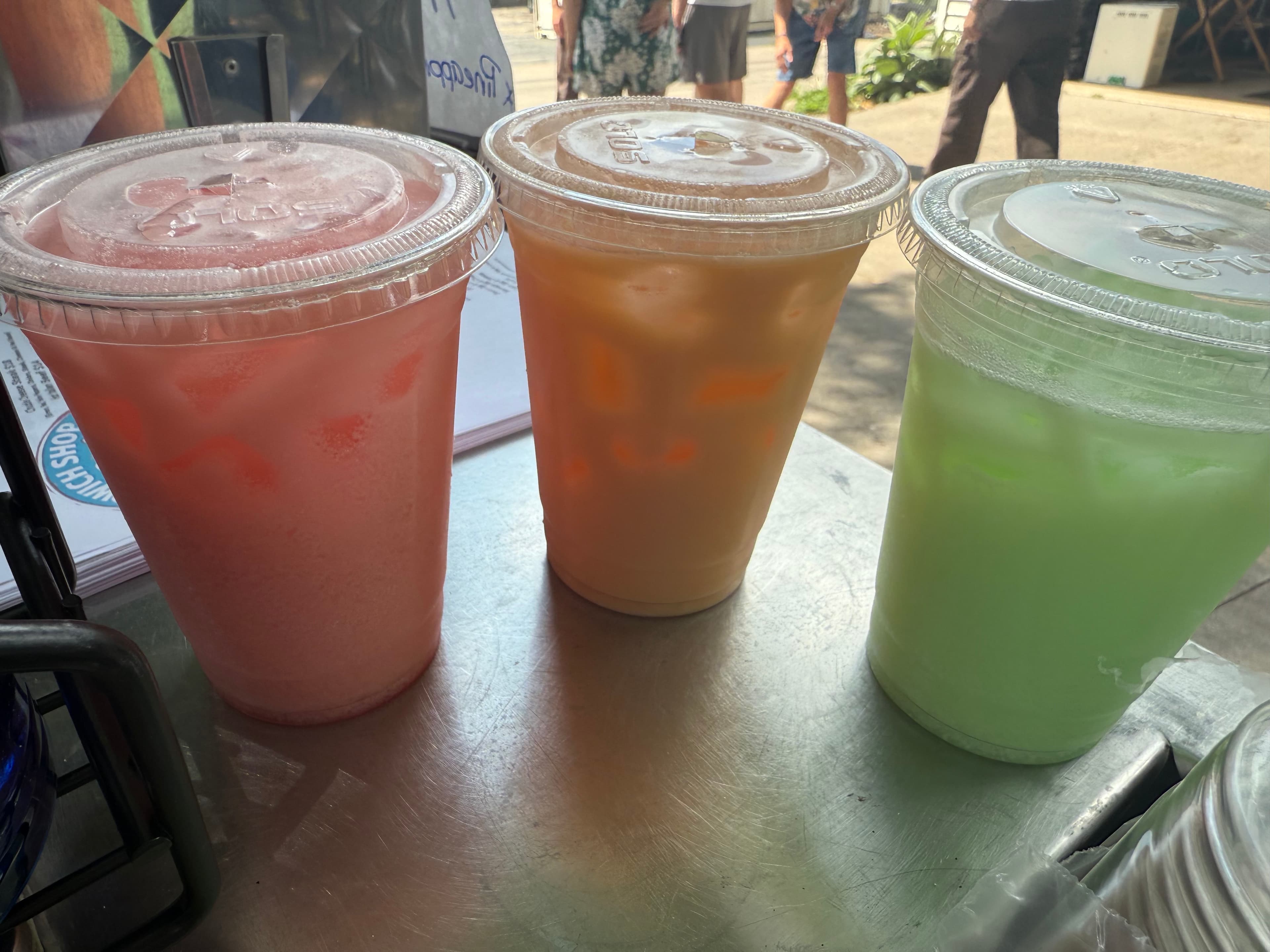 Three colorful dirty sodas