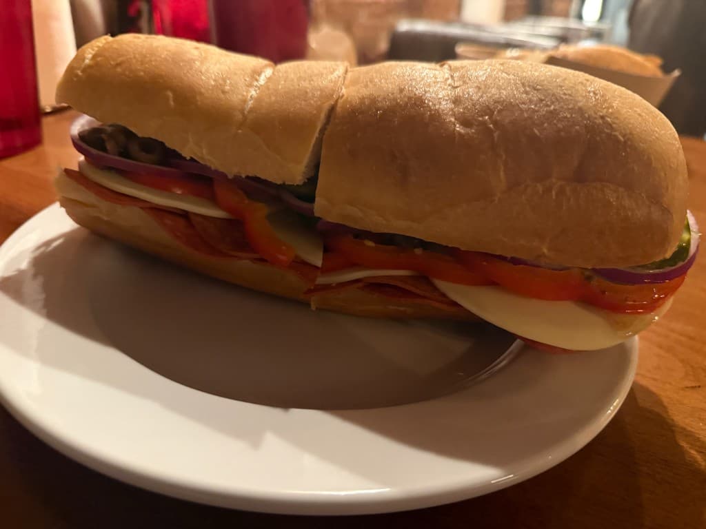 Cold Italian sub on fresh bread